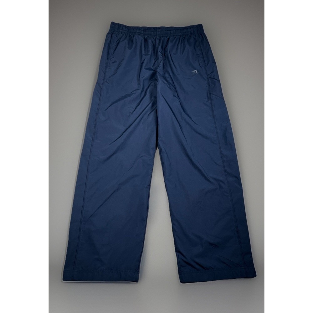 Vintage Nike Track Pants Mens XL Navy Wide Leg Mesh Lined Baggy Ankle Zip-EUC